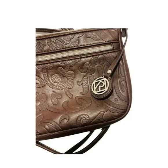Relic Floral Embossed Brown Crossbody Bag - Picture 3 of 6